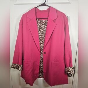 Women's Classy Rolled Up Sleeve Blazer Leopard Print 3XL Pre-Loved ❤️